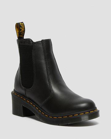 Women's Dr Martens Cadence Leather Heeled Chelsea Boots Black | AU 123ZUT